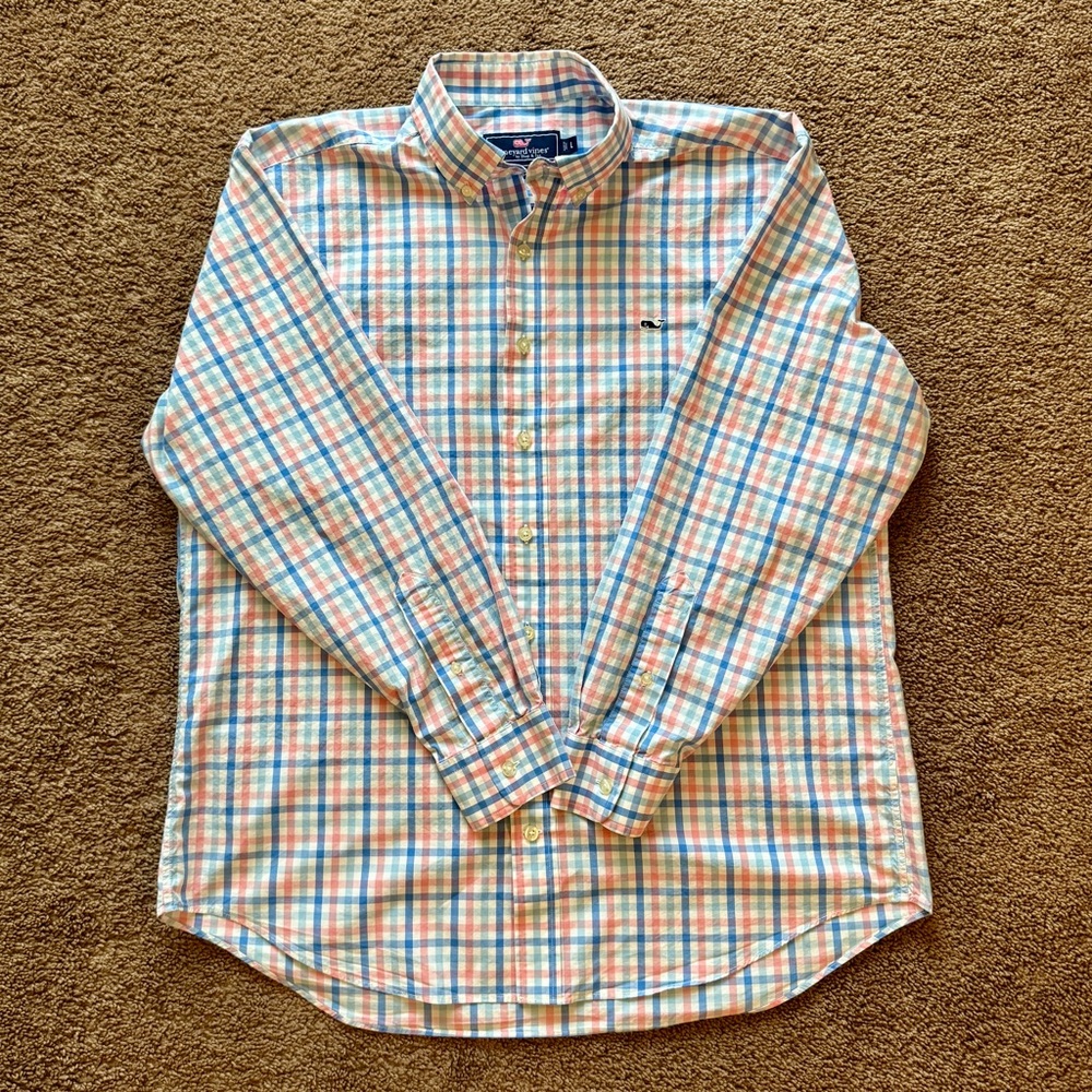 Vineyard Vines Pink and Blue Whale Shirt